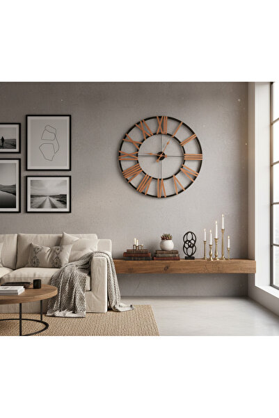 Ex Machine Industry Benzersiz Metal Siyah Duvar Saati Bakır Kabartmalı Büyük ...