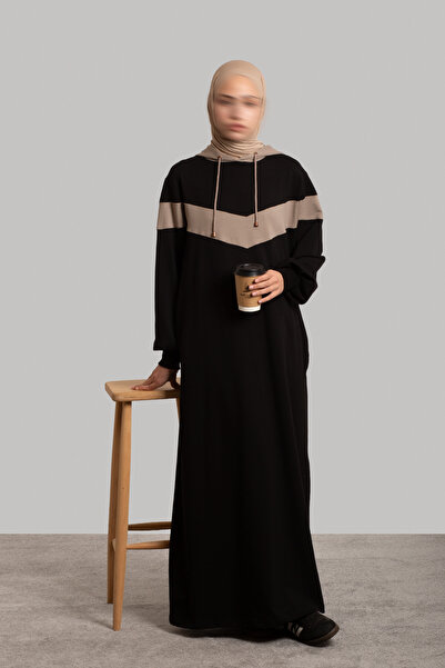 Lemaye Garni Detaylı Spor Pamuklu Elbise - Siyah