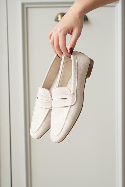 MODAADAM Balerini Olbin cu talpă plată pentru femei - piele de căprioară