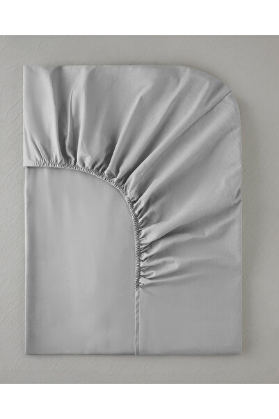 English Home Düz Pamuklu Tek Kişilik Lastikli Çarşaf 100x200 cm Çakıl Taşı