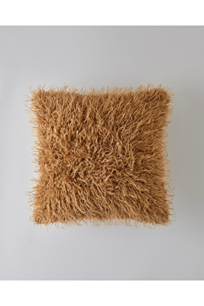 English Home Fluffy Pelüş Kırlent Kılıfı 45x45 cm Açık Kahverengi