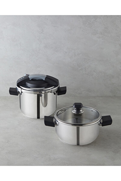 English Home Impera Çelik 2'li Düdüklü Tencere Seti 4 + 6 L Siyah - Gri