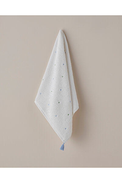 English Home Petite Dot Pamuk Püsküllü Yüz Havlusu 50x80 cm Yeşil-Mavi