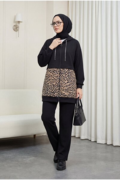 HİJABAYA Σετ κατάδυσης με λεπτομέρεια αλυσίδας και κουκούλα, με λεοπάρ σχέδιο