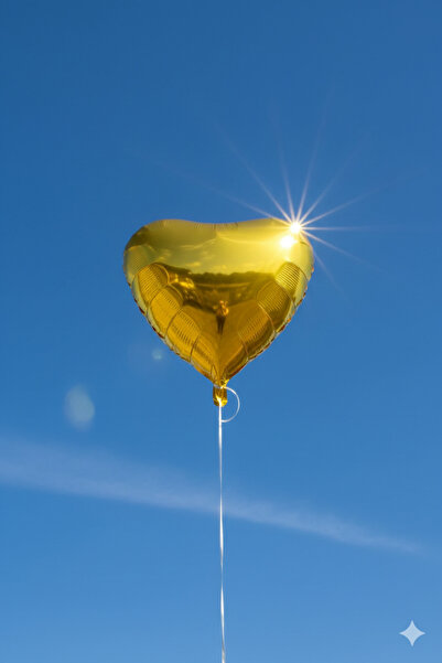 Deniz Party Store بالون قلب فويل مقاس 24 بوصة 60 سم لون ذهبي قطعة واحدة