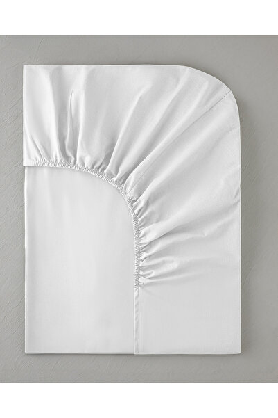 English Home Cearșaf plat din bumbac, elastic, 120x200 cm, alb