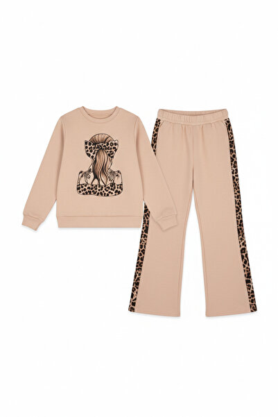 Arya Nisa Kids Set de trening pentru fete, din bumbac, cu imprimeu leopard și...