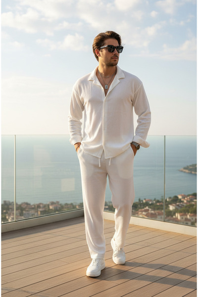 Fifty Color Set cămașă și pantaloni de trening pentru bărbați, din țesătură ș...