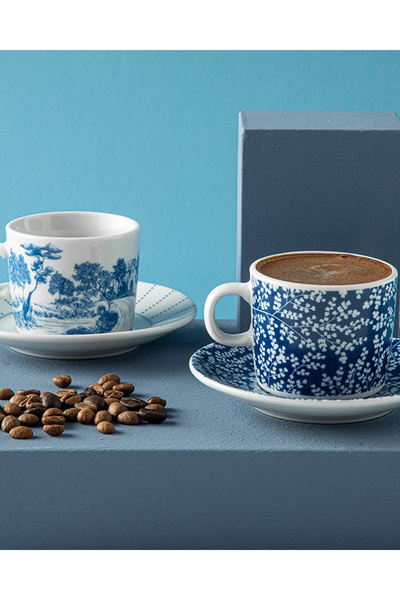 English Home Σετ φλιτζανιών καφέ Zebra Porcelain 4 τεμαχίων για 2 άτομα, σκού...