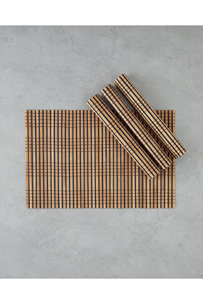 English Home Breeze Bambu 4'lü Amerikan Servis 30x45 cm Siyah-Krem