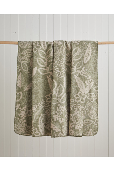 English Home Floral Art Pamuklu Çift Kişilik Battaniye 200x220 cm Açık Yeşil