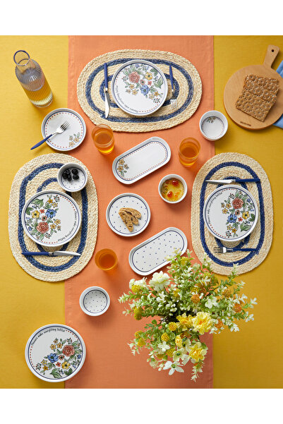 English Home Linea Seramik Kahvaltı Takımı 14 parça 6 kişilik Renkli