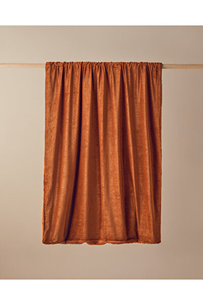English Home Corduroy Sherpa Kadife Tv Battaniye 120x160 cm Yanık Portakal