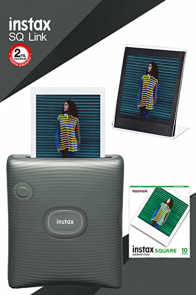 Fujifilm Instax SQ Link Yeşil Yazıcı 10lu Square Film ve Pleksi Çerçeve