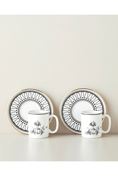 English Home White Chic Bone Porselen 4 Parça 2 Kişilik Kahve Fincan Takımı 9...