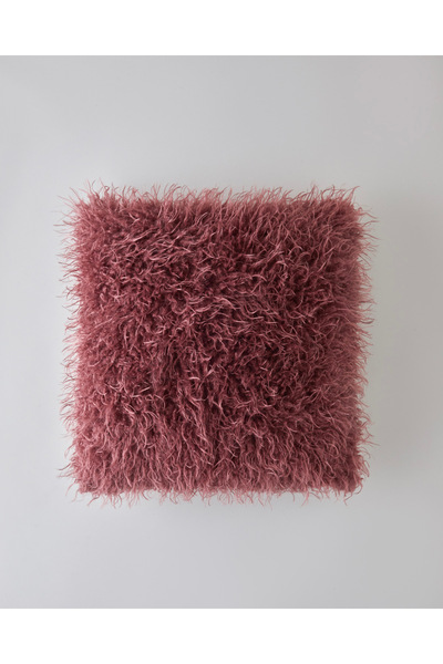 English Home Fluffy Pelüş Kırlent Kılıfı 45x45 cm Vişne