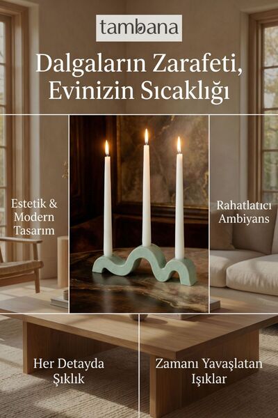 tambana Dekoratif Mumluk Şamdan El Yapımı Yeşil Model 13