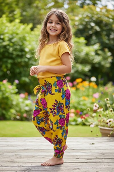 MODA Çiçek Desenli Kız Çocuk Şalvarı