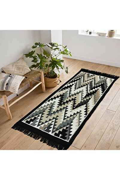 OEM Covor tradițional reversibil, dimensiune 80 x 120 cm, negru și gri H&H 18