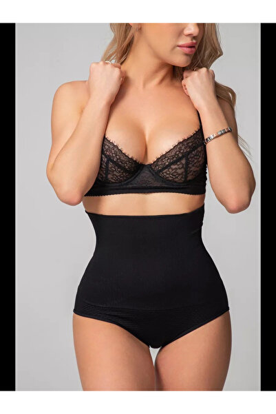 MİSTİRİK Biloba Şekillendirici Etkili Slip Yüksek Bel Korse Siyah Renk
