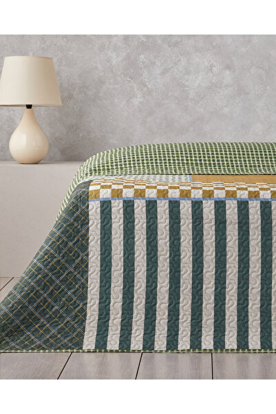 English Home Strada Grid Tek Kişilik Çok Amaçlı Örtü 160x220 cm Yeşil
