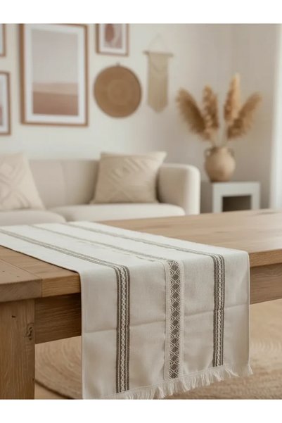 NDC HOME Linen Top 3 Lace Tassel Runner (50 x150)