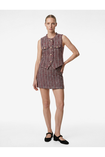 Koton Tassel Detailed A-Line Mini Tweed Skirt