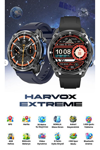 Bagajon Harvox Extreme Gps'li Amoled Akıllı Saat Iphone ve Android Tüm Telefo...