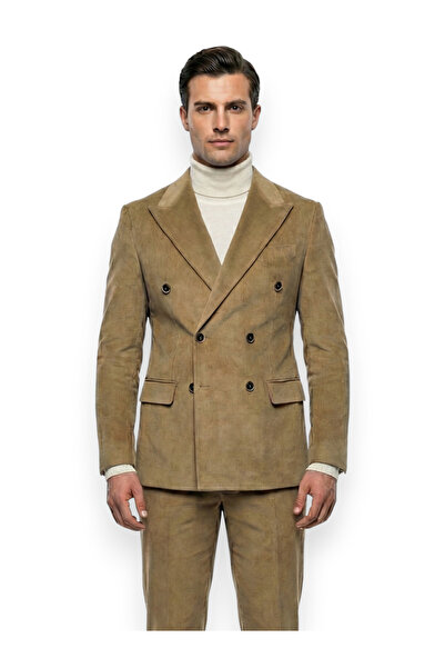 HERMOSE Heritage |   Safran Beige Corduroy Double Breasted Suit