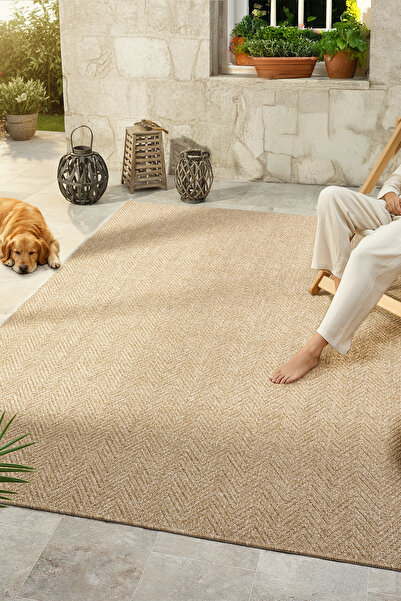 CASERA HOME Natural Collection Jut Tabanlı Hasır Dokuma Örme Bohem Antialerji...