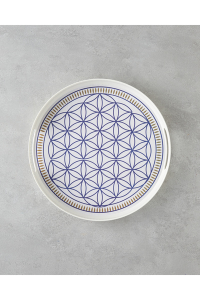 English Home Bluewaves Melamin Tepsi 35 cm Beyaz - Mavi