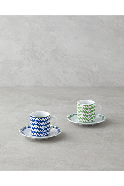 English Home Nixie Porselen 4 Parça 2 Kişilik Kahve Fincan Takımı 80 ml Yeşil...