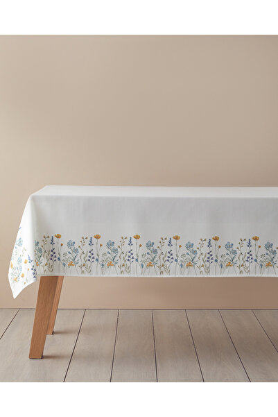 English Home Meadow Masa Örtüsü 145x200 cm Beyaz - Mavi