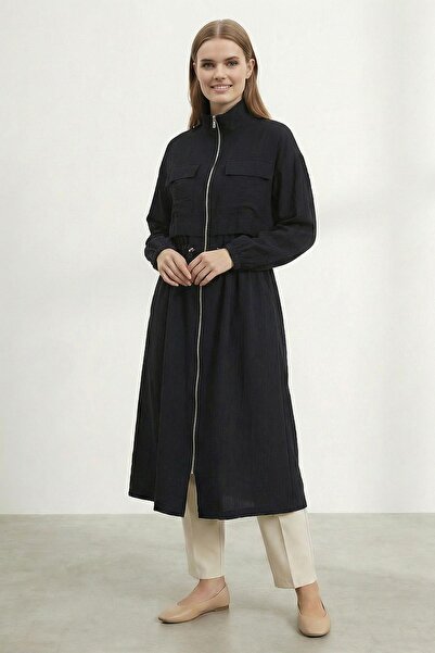 Puane Women's Seasonal Cap with Pockets and Adjustable Waist Detail - Black