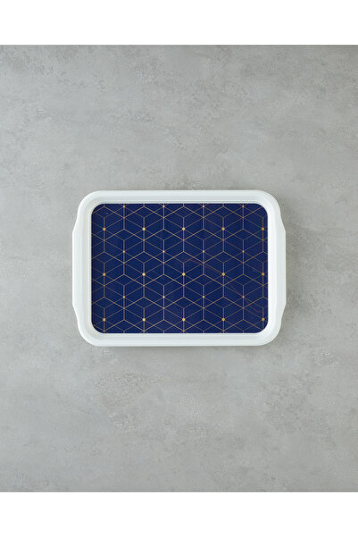 English Home Geometric Glow Kaydırmaz Tepsi 34x25 Cm Lacivert – Gold