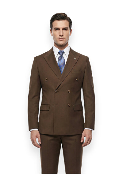 HERMOSE Coffee Color Double Breasted Modern Fit Men's Suit