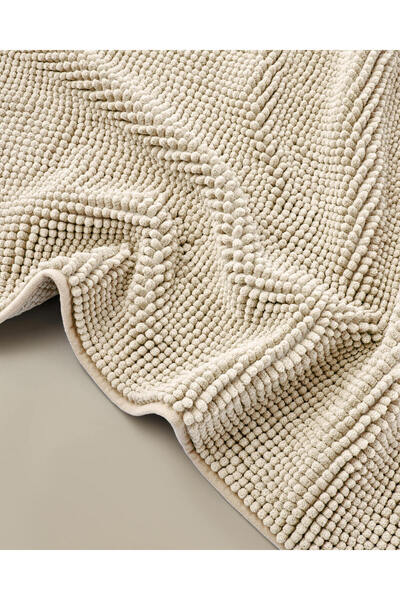 English Home Macaroni Kaydırmaz Taban Banyo Paspası Seti 60x90 + 40x60 cm Bej