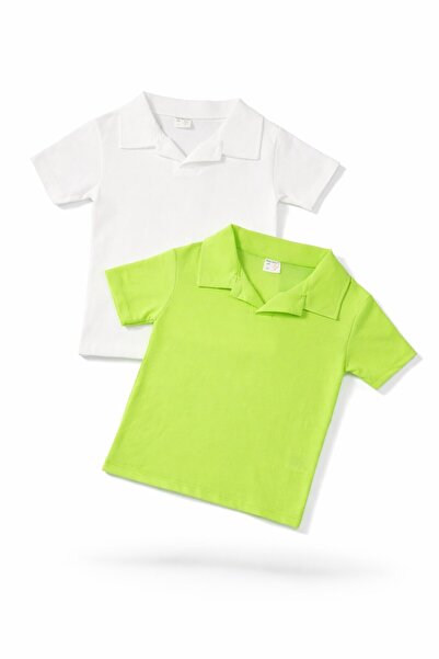 Cansın Mini Polo Collar Short Sleeve T-Shirt for Baby Boy Set of 2