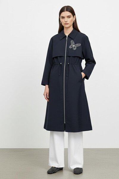 Puane Women's Zippered Waist Drawstring Long Cap-15257 - Navy