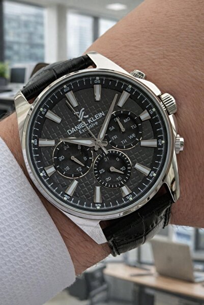 Daniel Klein Dke.1.10326-3 Leather Cord 30 Mt Water Resistant Inner Indicator...