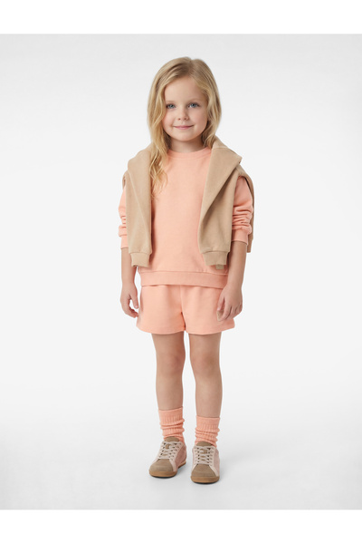 Koton Cotton Long Sleeve Crew Neck Sweatshirt and Shorts Set - Set of 2