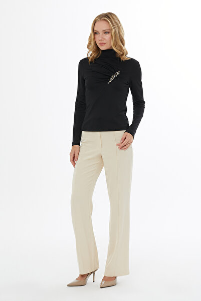 GİZİA Kruvaze Yaka Salaş Desenli Bluz