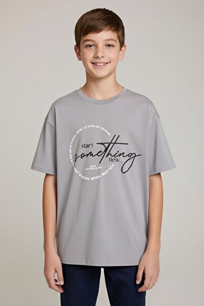 Cansın Mini Ανδρικό μπλουζάκι με κέντημα με καπνιστό κείμενο με στάμπα 20896