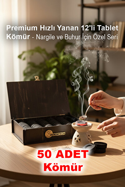 BenomTech Premium Hızlı Yanan 50'li Tablet Kömür - Nargile ve Buhur İçin Özel...