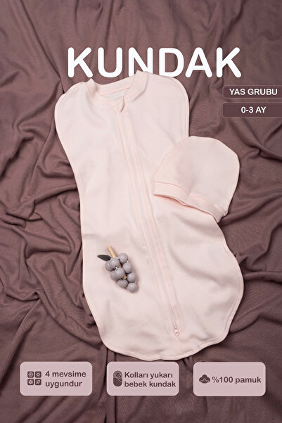 Vauva Bebek İçin %100 Pamuklu Çif Taraflı Fermuarlı Kundak Yumuşak Penye Kuma...