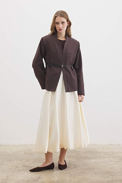 Hooopstore تنورة أميرة الساتان - كريمي