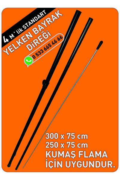 Hiper Polimer 4 Mt STANDART YELKEN BAYRAK DİREĞİ