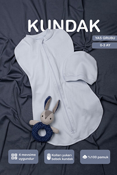 Vauva Bebek İçin %100 Pamuklu Çif Taraflı Fermuarlı Kundak Yumuşak Penye Kuma...