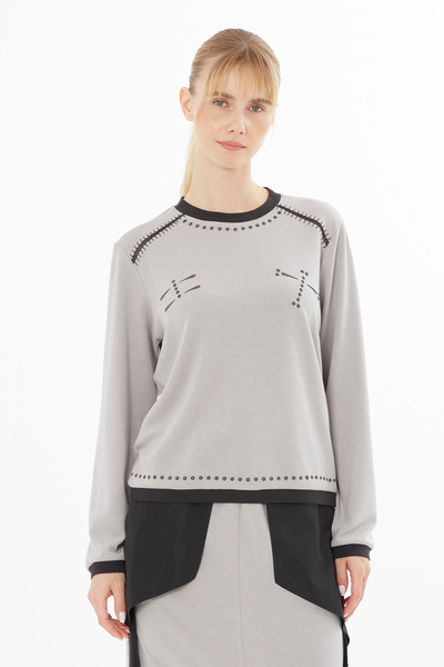 GİZİA Çoban Dikiş Detaylı Nakışlı Sweatshirt