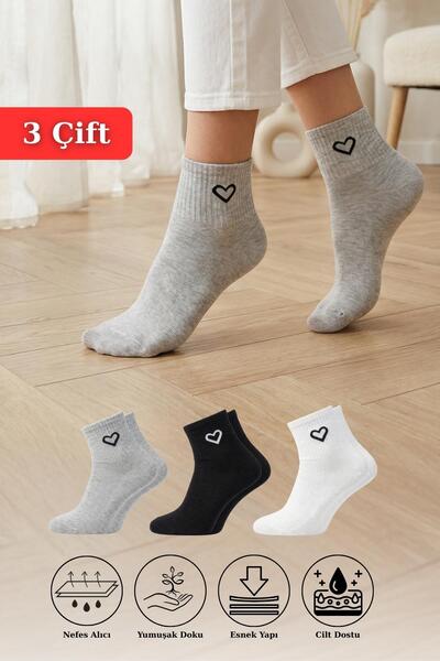 Rays Черно-бяло-сиви трицветни чорапи с полувисока голена част и сърцевиден д...